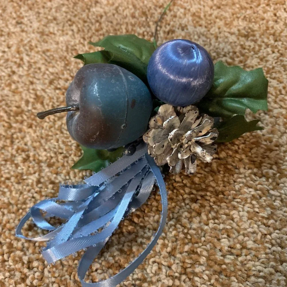 3 Blue Christmas floral picks